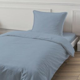 Housse de couette unie coton 57 fils bleu nuage 140x200cm coton unis - nuage