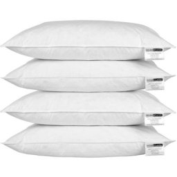 Lot de 4 oreillers en plumes de canard, 50 x 75 cm - Blanc - Homescapes