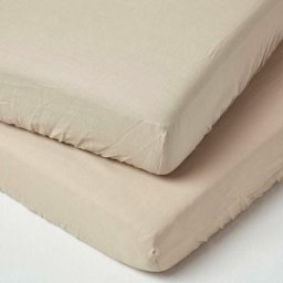 Homescapes - Lot de 2 Draps housse lit bébé en lin lavé Beige, 70 x 140 cm - Beige