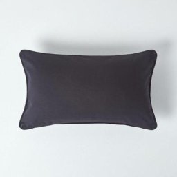 Housse de coussin Uni Noir, 30 x 50 cm - Noir - Homescapes