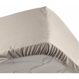 Douceur D'intérieur - Drap housse lin 90 x 190 cm en percale Bonnet de 30 cm - Lin