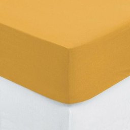 Atmosphera - Drap-housse en coton - jaune moutarde - bonnet H30cm - 140x190 cm créateur d'intérieur