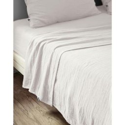 Drap plat 240 x 300 cm Double gaze de coton luxe Gaïa Blanc - Blanc