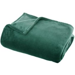 Atmosphera - Grand plaid en Flanelle uni - Longueur 180 Largeur 130 Epaisseur 2cm - Vert