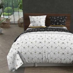 Soleil D'ocre - Parure housse de couette en coton 57 fils 240x220 cm osiris blanc, par Blanc