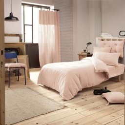Terre De Nuit - Housse de couette double gaze de coton rose 140x200 cm - Rose