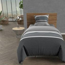 Soleil D'ocre - Thales Parure Housse de Couette Coton 57 Fils, Gris, par 140 x 200 cm - Gris
