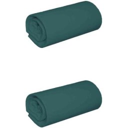 Terre De Nuit - Lot de 2 draps housses jersey bleu canard bonnet 30 cm 200x200 - Bleu canard