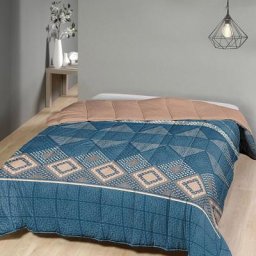 Couette imprimée double face 220x240 cm Ethnic blue - Bleu