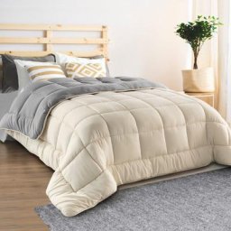 Idmarket - Couette 200x200 cm zoe polaire biface gris et crème 400 gr - Multicolore
