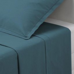 Drap Plat 2 Pièces Canard 240 x 290 Atmosphera créateur d'intérieur - Bleu canard