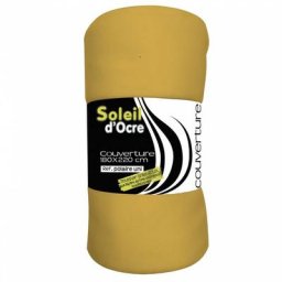 Couverture unie 180x220 cm polaire moutarde, par Soleil D'ocre Jaune