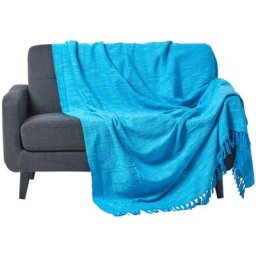 Jeté de lit ou de canapé Turquoise Nirvana en coton, 225 x 255 cm - Turquoise - Homescapes
