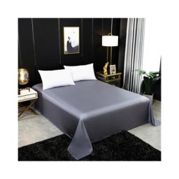 Drap plat de couleur unie Drap de lit en soie de mûrier Queen King Size Drap de lit en soie