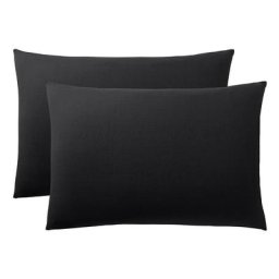 Univers Decor - Lot de 2 taies d'oreiller 50 x 70 cm / 100% coton 57 fils/cm² - Noir - Noir