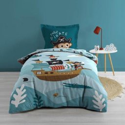 Housse de couette enfant 140 x 200 cm 100% coton 42 fils + 1 taie Moussaillon - Sans