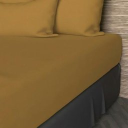 Soleil D'ocre - Drap Housse, Coton 57 Fils, Jaune, par 140 x 200 cm - Jaune