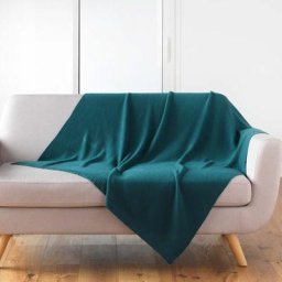 Douceur D'intérieur - Plaid Tricotine 125x150 cm émeraude - Bleu canard