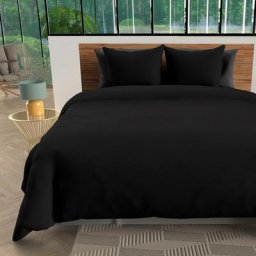 Parure Housse de Couette, Bohème Microfibre lavée, Noir, par Intemporel 260 x 240 cm - Noir