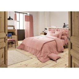 L'effet Papillon - Housse de couette gaze de coton Luxe 240 x 220 cm Rose pêche - Rose