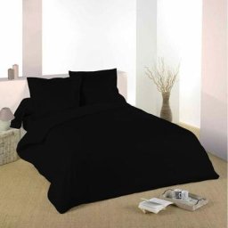 Housse de couette noir 240 x 220 cm / 100% coton / 57 fils/cm² pour lit 2 places - noir