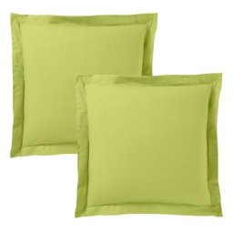 Lot de 2 taies d'oreiller anis 63 x 63 cm volant plat piqu / 100% coton / 57 fils/cm - vert