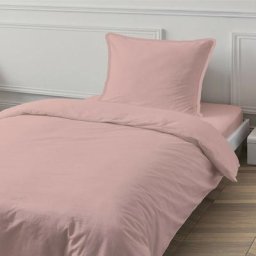 Housse de couette unie coton 57 fils rose thé 140x200cm coton unis - rose thé