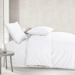 Parure de Lit à Liseré - Housse de Couette + 2 Taies d'oreiller 65x65cm - Plusieurs coloris - blanc