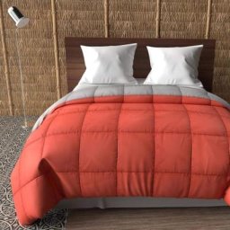 Soleil D'ocre - Couette bicolore orange et gris mi-saison 350g 240x220 cm - Orange