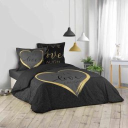 Parure de couette 3 pièces 42 fils - 200 x 200 cm - Crazy Love - Livraison gratuite