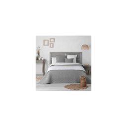 Chemin de lit matelassé 80 x 180 cm microfibre bicolore Mellow chic Gris/blanc - Gris/blanc