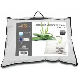 Oreiller mémoire de forme 50x70 cm par Soleil D'ocre avec poche luxe - Blanc