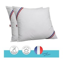 Lot de 2 oreillers Tendance - 60 x 60 cm - Garnissage 100% Polyester fibre creuse siliconée - Blanc