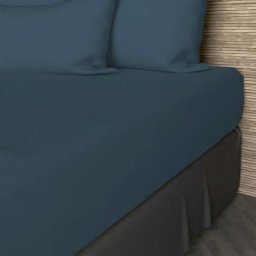 Drap Housse, Coton 57 Fils, Bleu, par Soleil D'ocre 90 x 200 cm - Bleu