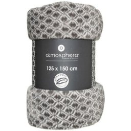 Plaid Flan Imprimé Otto Gris 125 x 150 - Atmosphera créateur d'intérieur - Gris ardoise