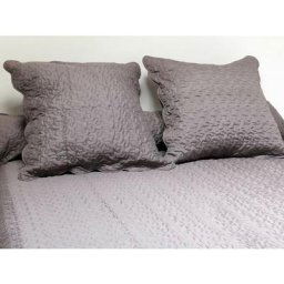 Couvre-lit Boutis uni taupe 240x260 cm avec 2 taies d'oreiller - Taupe