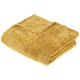 Atmosphera - Plaid - flanelle - tressé - 125x150 créateur d'intérieur - Ocre
