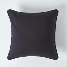 Housse de coussin Uni Noir, 60 x 60 cm - Noir - Homescapes