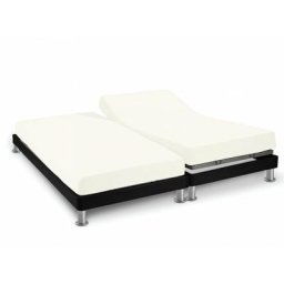 Soleil D'ocre - Drap housse en coton 57 Fils rouge, pour lit à tête et pied relevable, Ecru, par 2