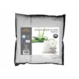 Oreiller mémoire de forme 60x60 cm par Soleil D'ocre avec poche luxe - Blanc