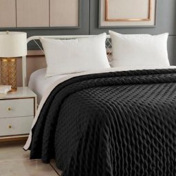 Dessus de lit réversible uni - 240 x 260 cm - Gris foncé - Livraison gratuite - Noir