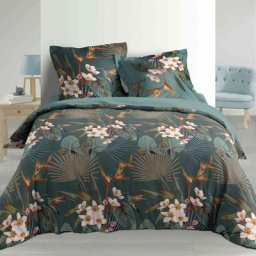 Parure 3 p. 260 x 240 cm percale imp. 78 fils allover katalina - Sans
