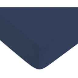Drap housse uni coton 57 fils bleu nuit 140x190cm coton unis - bleu