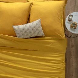Housse Couette 2 places 240x220cm jaune ocre Atmosphera créateur d'intérieur - Ocre