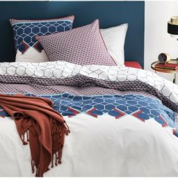 Parure de lit 2 personnes en coton 57 fils imprimé blanc 260x240cm - blanc