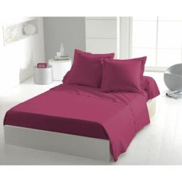 Drap plat 100% coton 57 fils couleurs - Fushia, matière - 100% coton, tailles - 240 x 300 cm