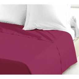 Drap plat 100% coton 57 fils couleurs - Fushia, matière - 100% coton, tailles - 180 x 290 cm