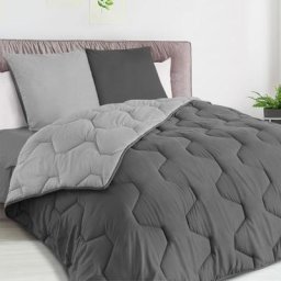 Couette 220x240 cm abby bicolore gris clair et gris 300 gr + 2 oreillers - Gris