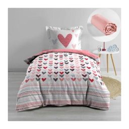 Douceur D'intérieur - Pack parure de couette enfant 140x200 cm Lolove + drap housse 90 x 190 x 30