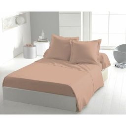 Drap plat 100% coton 57 fils couleurs - Rose, matière - 100% coton, tailles - 240 x 300 cm - Rose